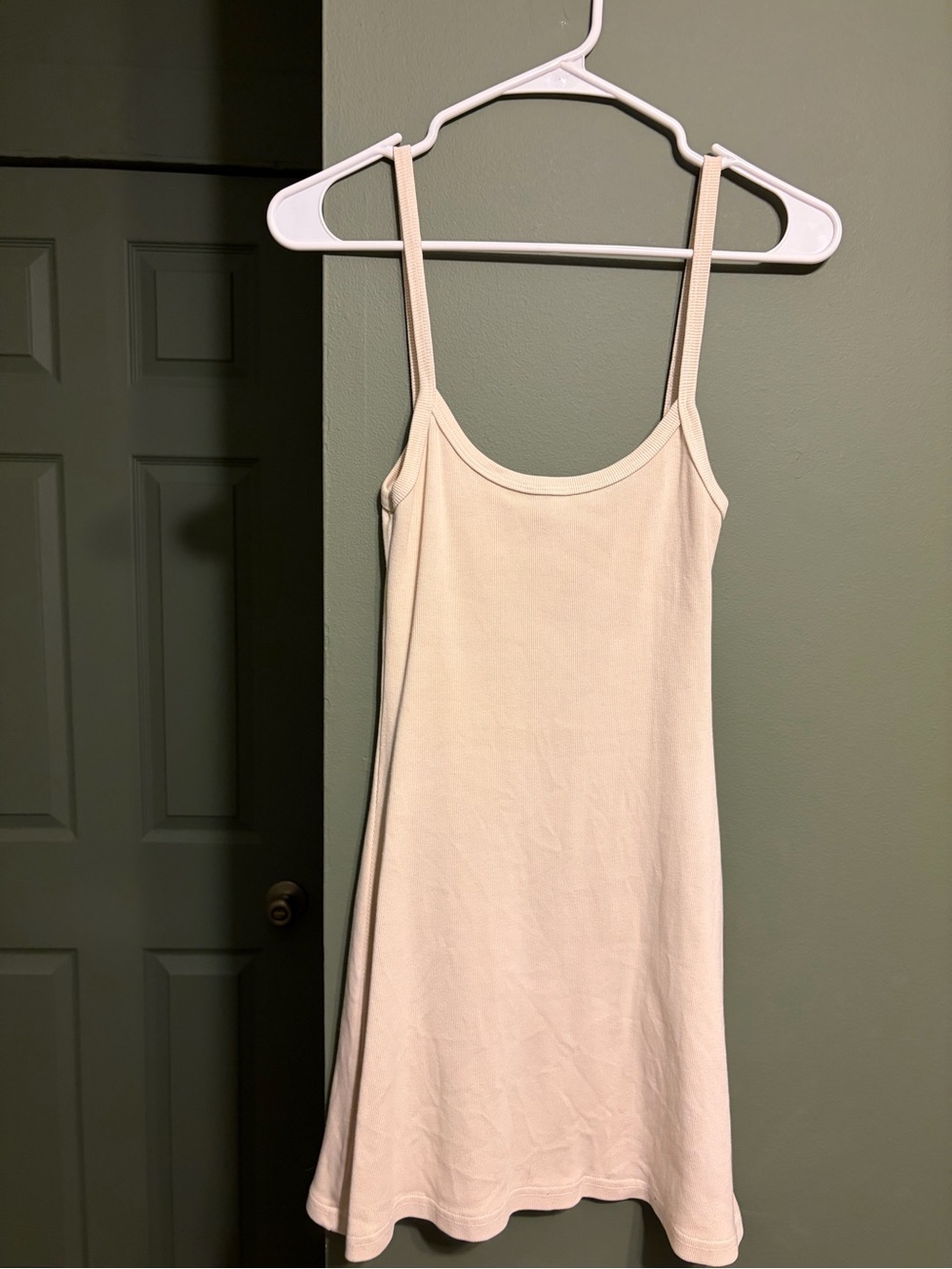 Los Angeles Apparel Cream Spaghetti Strap Mini Slip Dress